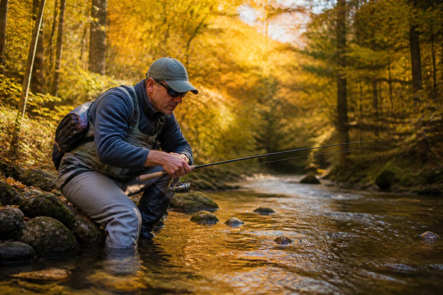 Pêcher la truite en petite rivière : discrétion et approche
