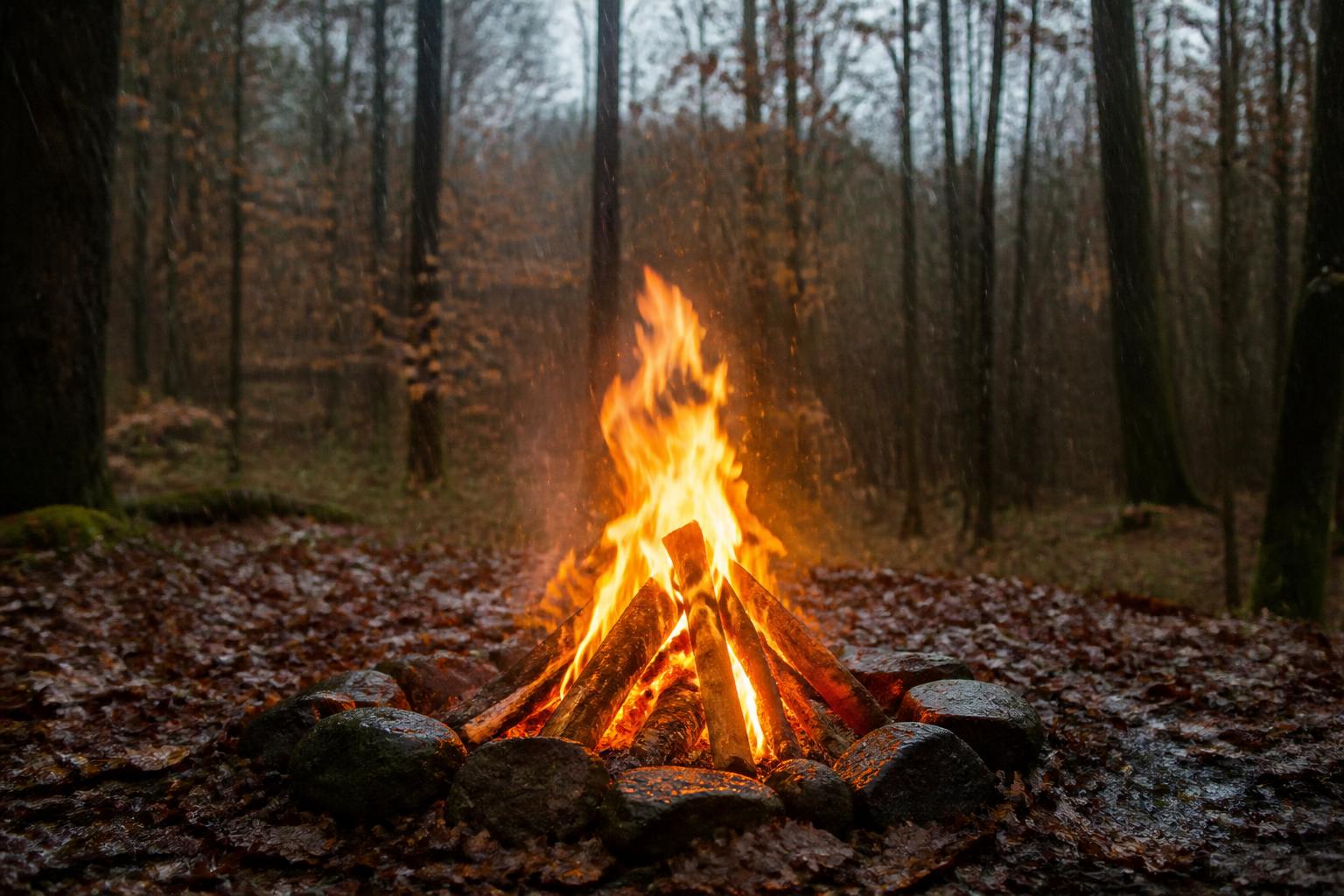 Faire un feu sous la pluie en automne : techniques et astuces